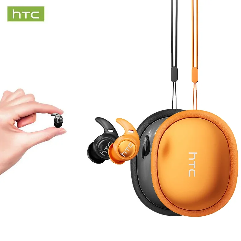 Fones de Ouvido Bluetooth HTC NE76, Fones de Ouvido Mini Invisíveis com Tradutor AI, Fones de Ouvido Sem Fio Macios para Dormir, Laranja