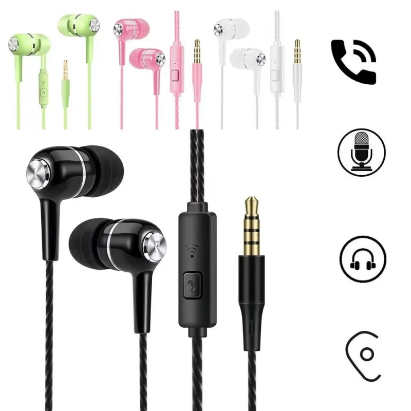 1/2/3/4 pçs universal 3.5mm com fio fones de ouvido esporte com baixo telefone fone estéreo com microfone controle volume 1/2/3/4 pçs universal 3.5mm com fio fones de ouvido esporte com baixo telefone fone estéreo com microfone controle volume