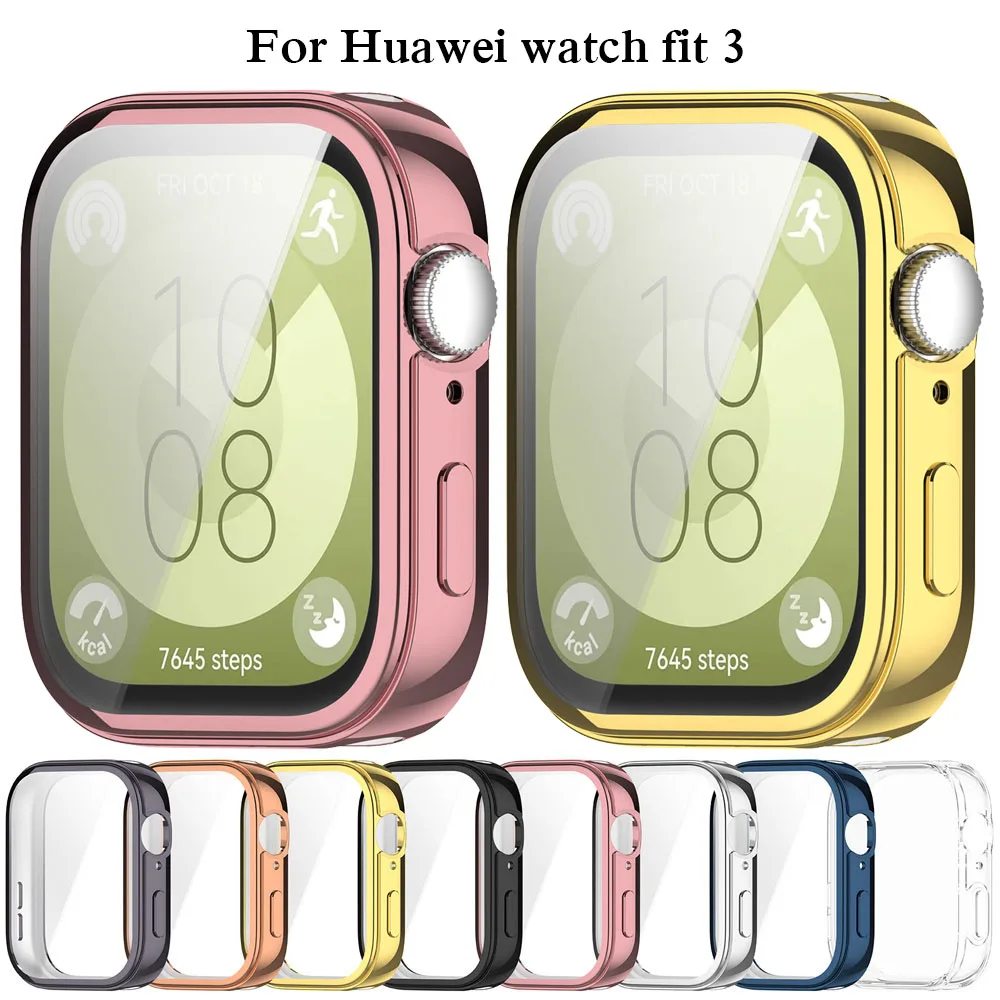 Shockproof TPU Proteção Caso para Huawei Assista, Smartwatch Shell, Frame Acessórios, Caso Transparente, Fit 3