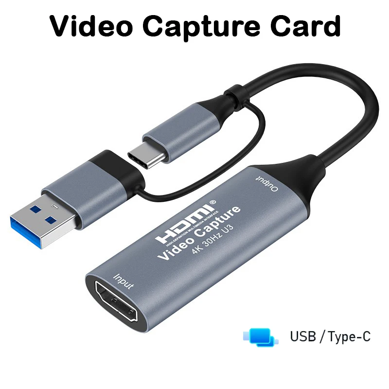 Placa de captura de vídeo 2 em 1, usb 3.0, 4k, hdmi, compatível com usb 2.0 tipo-c, gravação de jogo para switch, xbox, ps5/4, transmissão ao vivo Placa de captura de vídeo 2 em 1, usb 3.0, 4k, hdmi, compatível com usb 2.0 tipo-c, gravação de jogo para switch, xbox, ps5/4, transmissão ao vivo