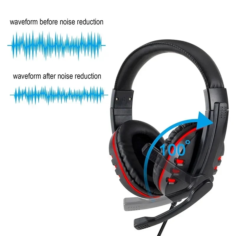 Fones de ouvido para jogos com fio de 3,5 mm Fone de ouvido com cancelamento de ruído com controle de volume do microfone para PS4 Play Station 4 PC