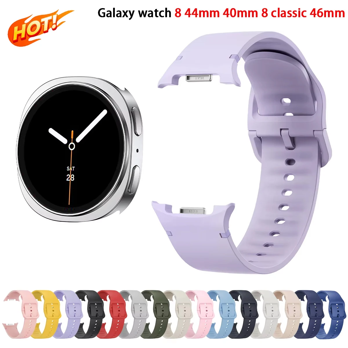 Pulseira Esportiva 1:1 para Samsung Galaxy Watch 9 8 44mm 40mm 8 Classic 46mm, Correia de Substituição para Pulso, Bracelete, Correa para Galaxy Watch 8