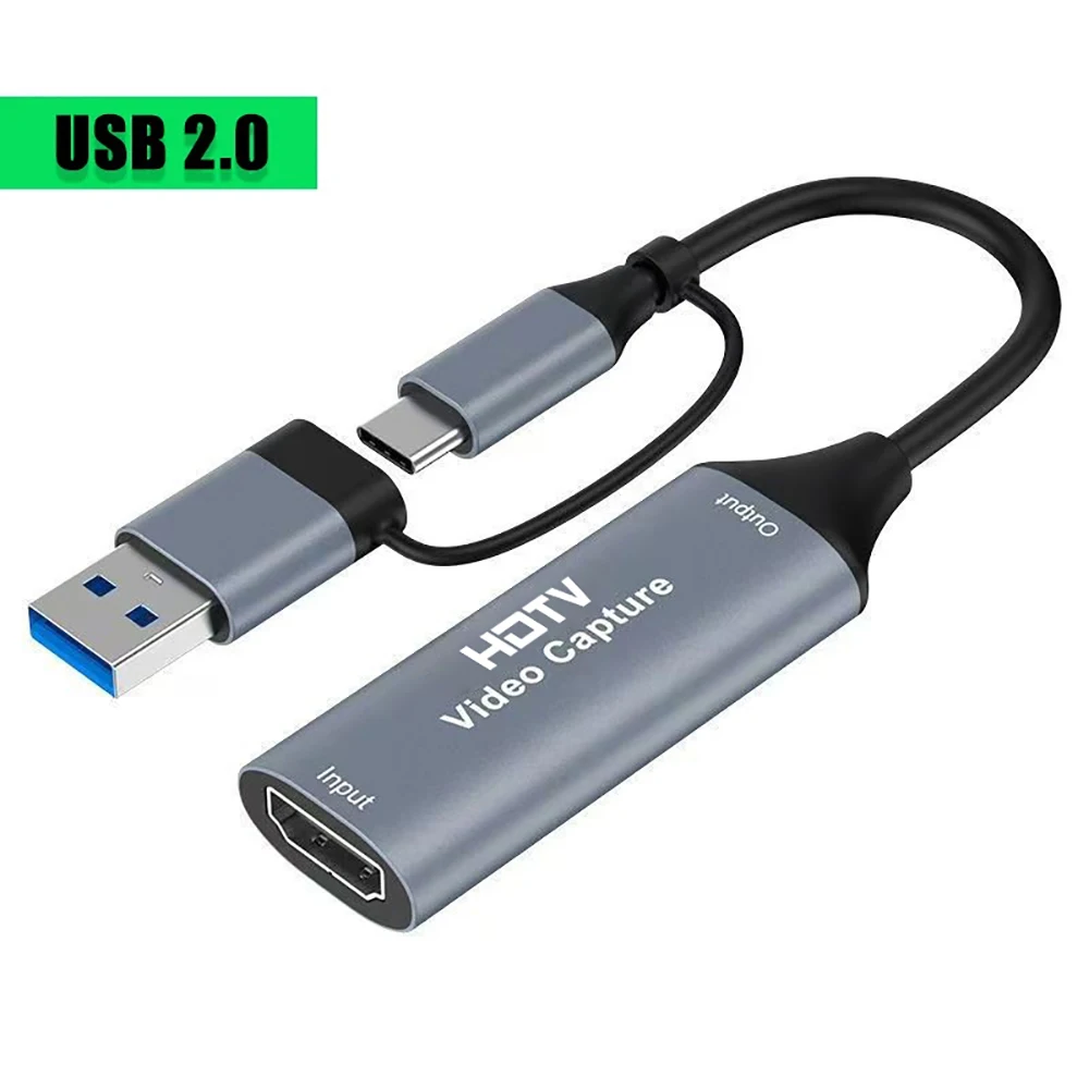 Placa de captura de vídeo USB 3.0 2 em 1, compatível com 4K HDTV e USB 2.0, com conector tipo C, para gravação de jogos em Switch, Xbox, PS5/4 e transmissão ao vivo. Placa de captura de vídeo USB 3.0 2 em 1, compatível com 4K HDTV e USB 2.0, com conector tipo C, para gravação de jogos em Switch, Xbox, PS5/4 e transmissão ao vivo.