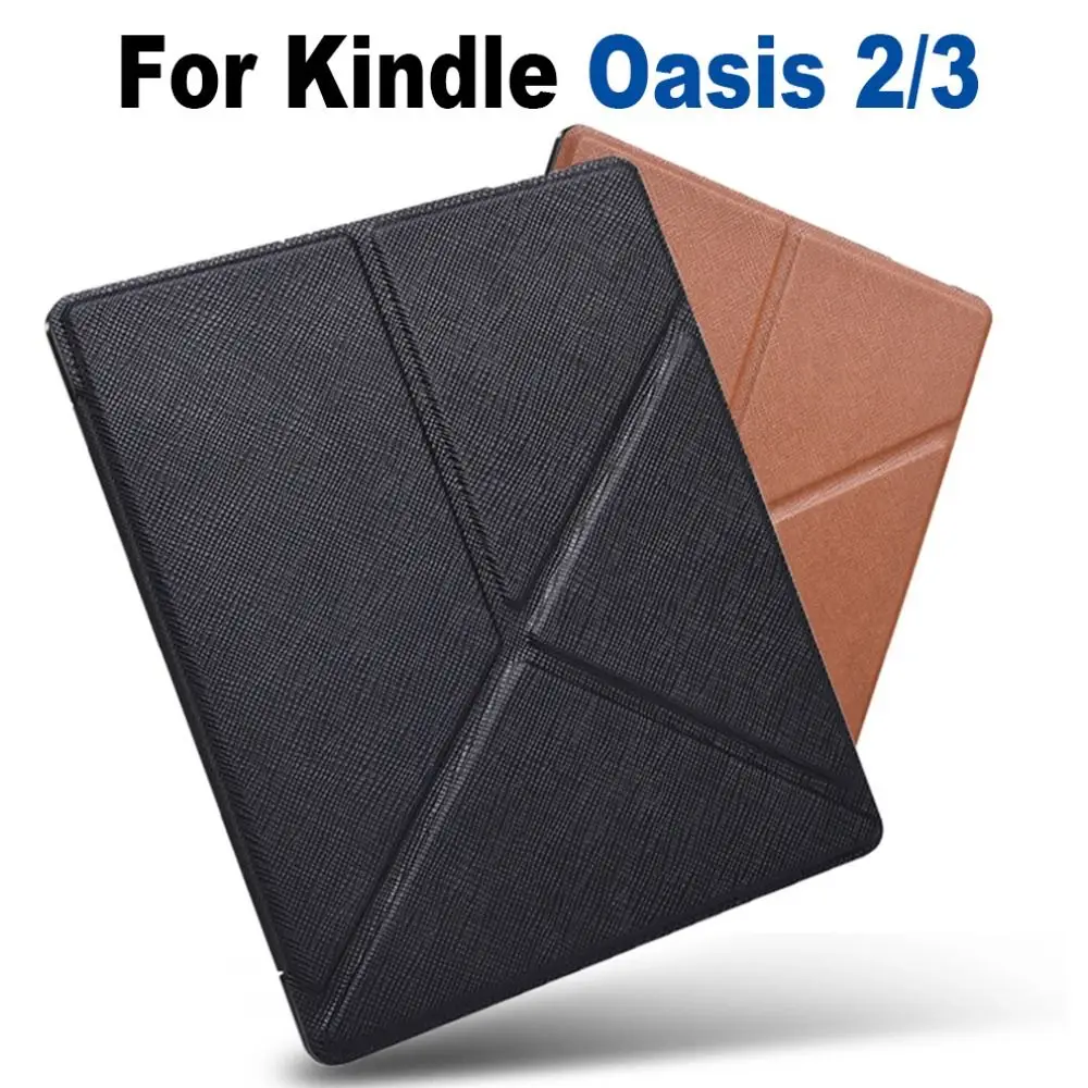 Capa inteligente de couro pu, capa folio para amazon kindle oasis 2/3, dobrável, 7 polegadas, leitor de e-book, 9/10a geração