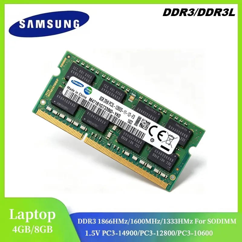 Memória RAM SAMSUNG DDR3 DDR3L SODIMM para Laptop 8GB 4GB 1333Mhz 1600Mhz 1866Mhz SO-DIMM PC3-10600 12800 14900 1.5V