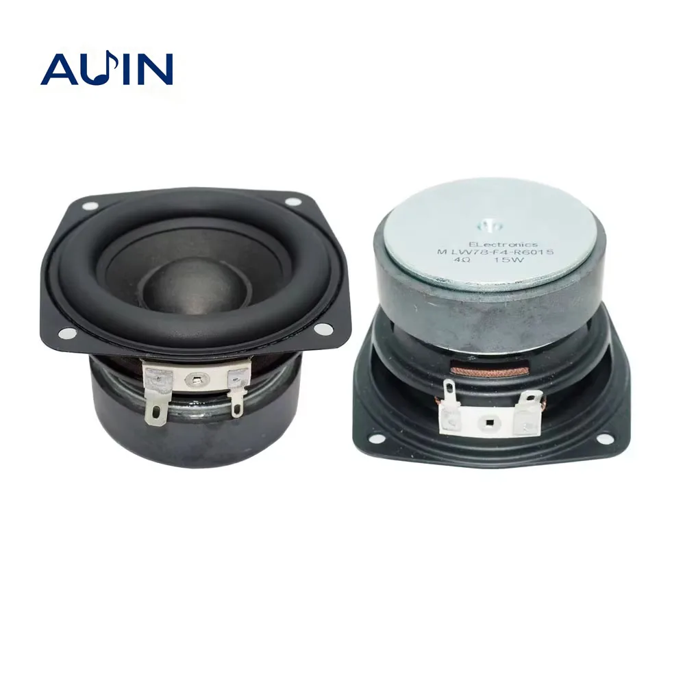 AUIN 2 Peças 78MM 4 Ohm 15W Alto-falante Subwoofer 3 Polegadas Woofer Quadrado Convexo para DIY, Caixas de Som de Estante, Hifi, Home Theater AUIN 2 Peças 78MM 4 Ohm 15W Alto-falante Subwoofer 3 Polegadas Woofer Quadrado Convexo para DIY, Caixas de Som de Estante, Hifi, Home Theater