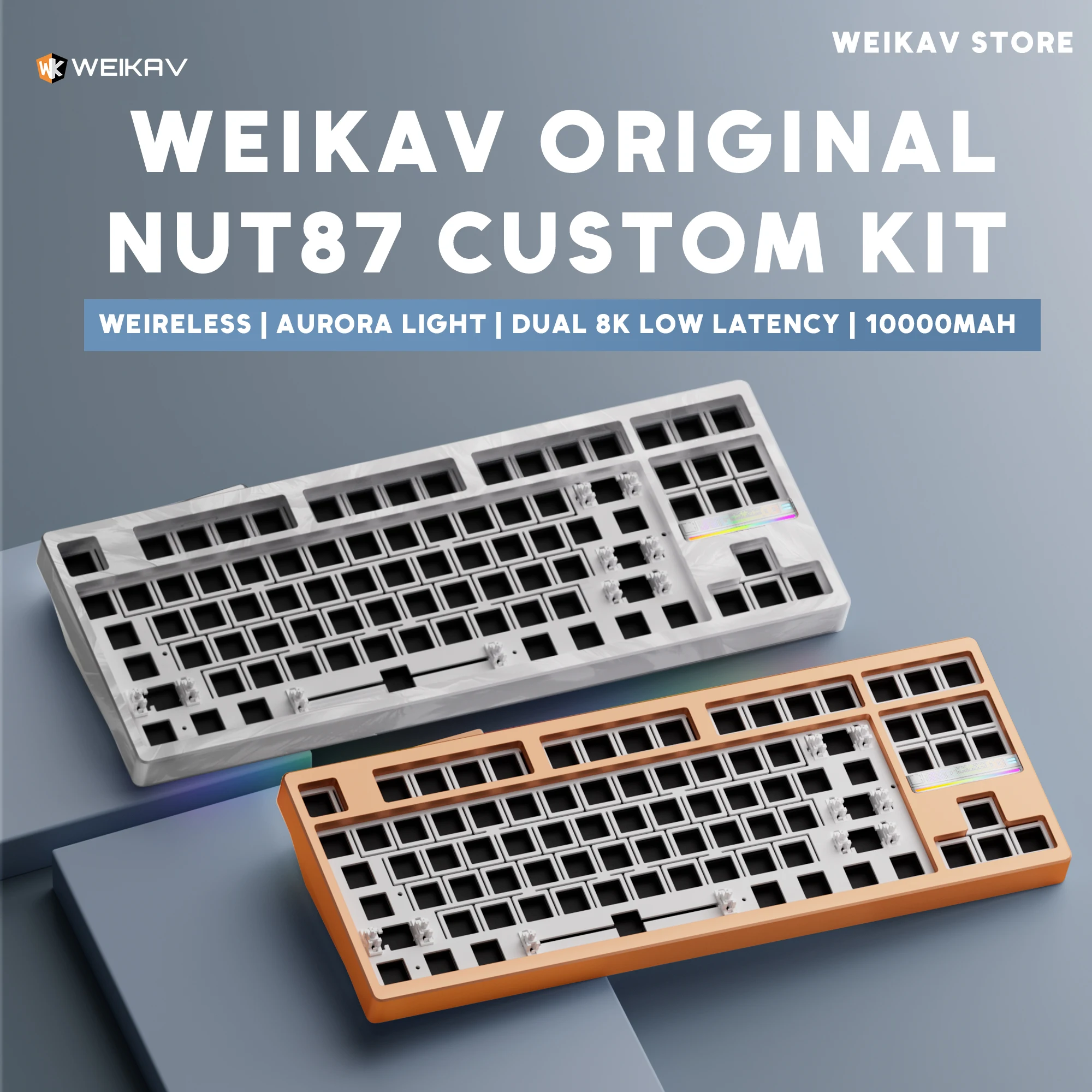 Em Estoque, Teclado Mecânico Personalizado Sem Fio WEIKAV NUT87 de Alumínio Original, Kit de Teclado Gamer 80% Bluetooth RGB Hotswap
