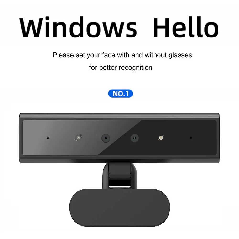 Webcam de reconhecimento facial windows hello 2k webcam 5mp 1080p câmera web ir login de reconhecimento facial para computador portátil câmera com microfone