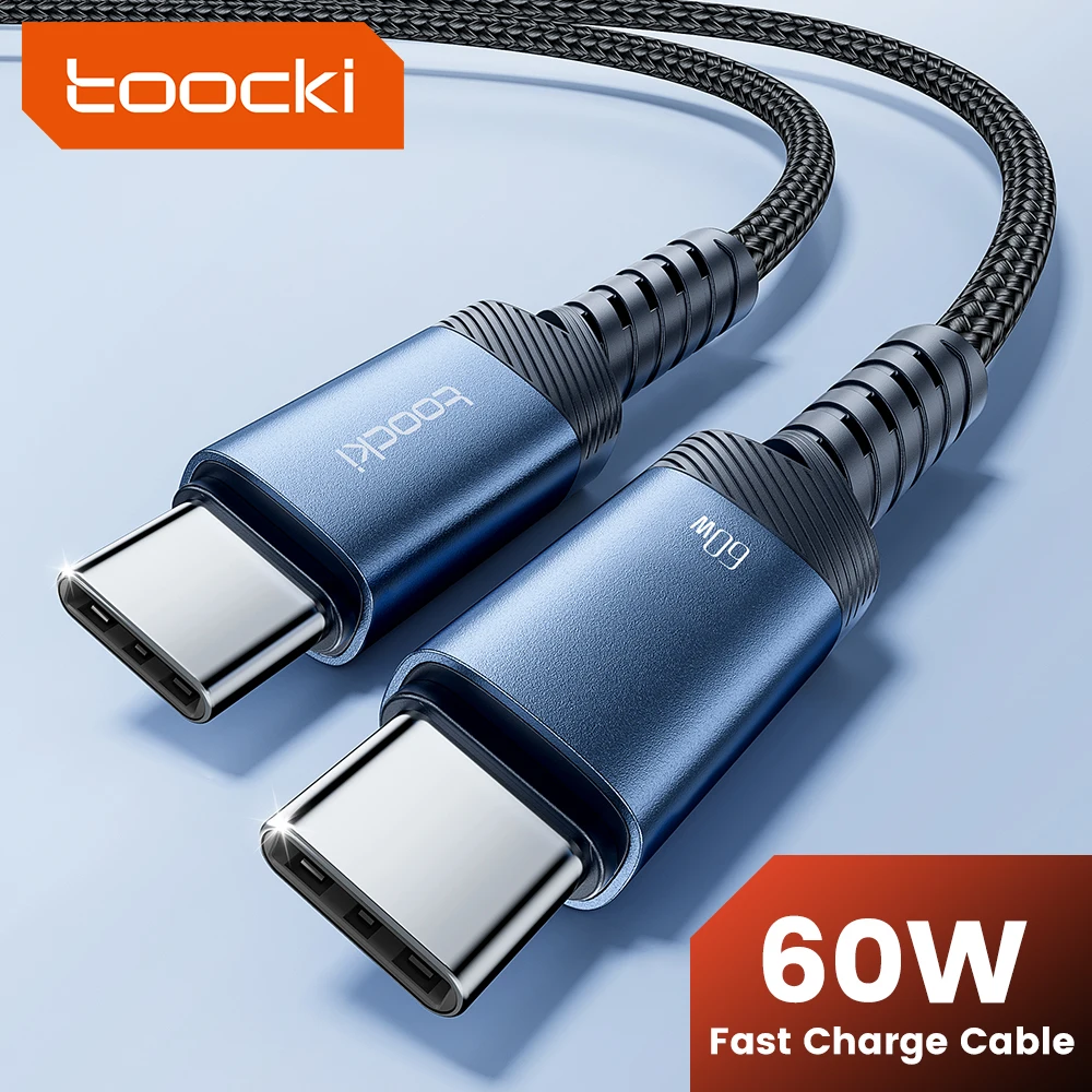 Toocki 60w cabo de carregamento rápido duplo c cabo usb c de alta velocidade tipo c para iphone 16 15 pro samsung xiaomi 2m cabo de dados do carregador usb