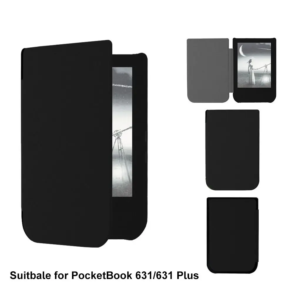 Auto sleep/wake 6 polegadas e-reader caso resistente ao desgaste capa folio de couro forro de microfibra à prova de choque para pocketbook 631/631 plus