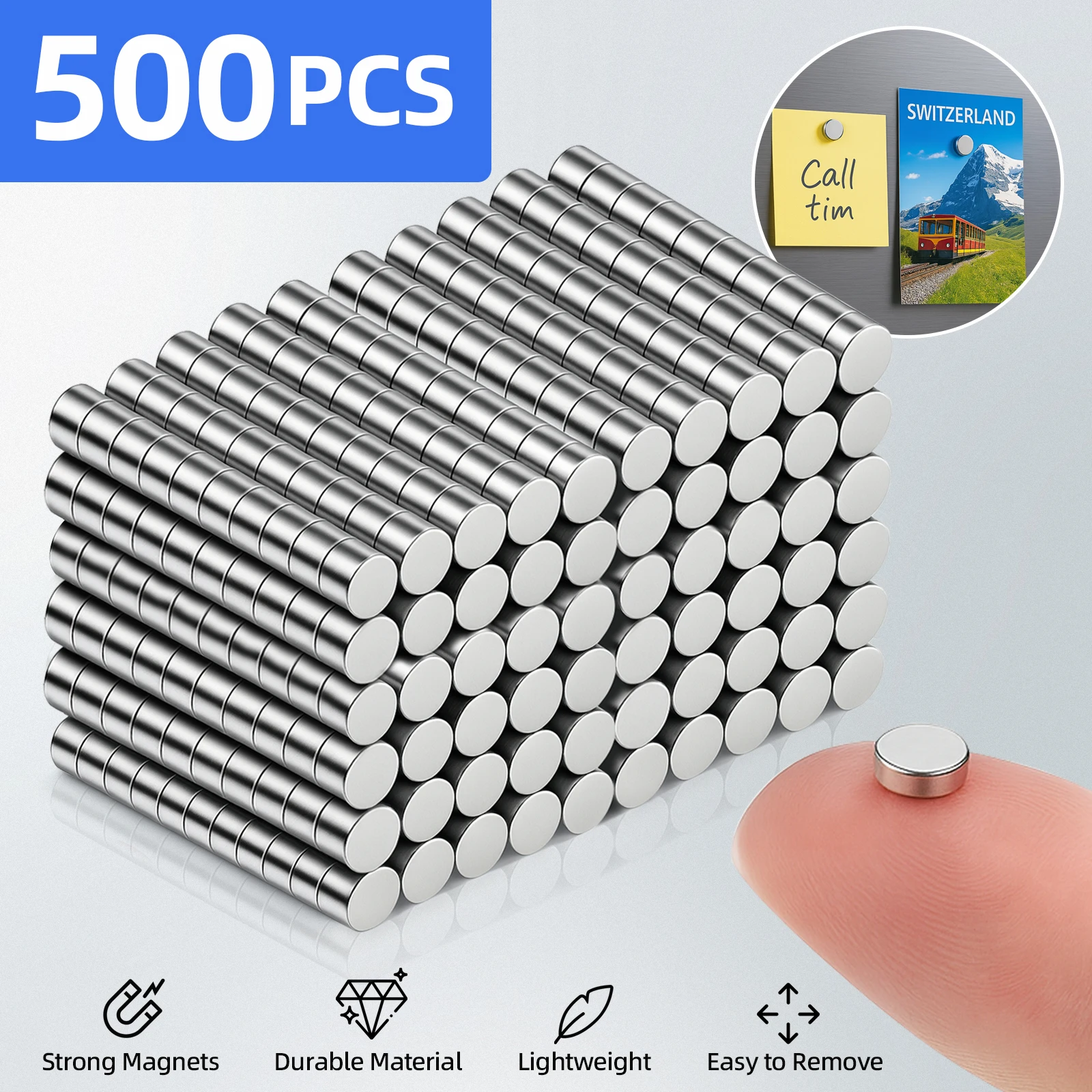 Ímãs Pequenos, Ímãs de Geladeira de Diferentes Tamanhos, Ímãs Mini de 3x1, 3x2, 2x1, 3x3, 4x2, 5x2, 6x2mm para Geladeira, Cozinha, Escritório