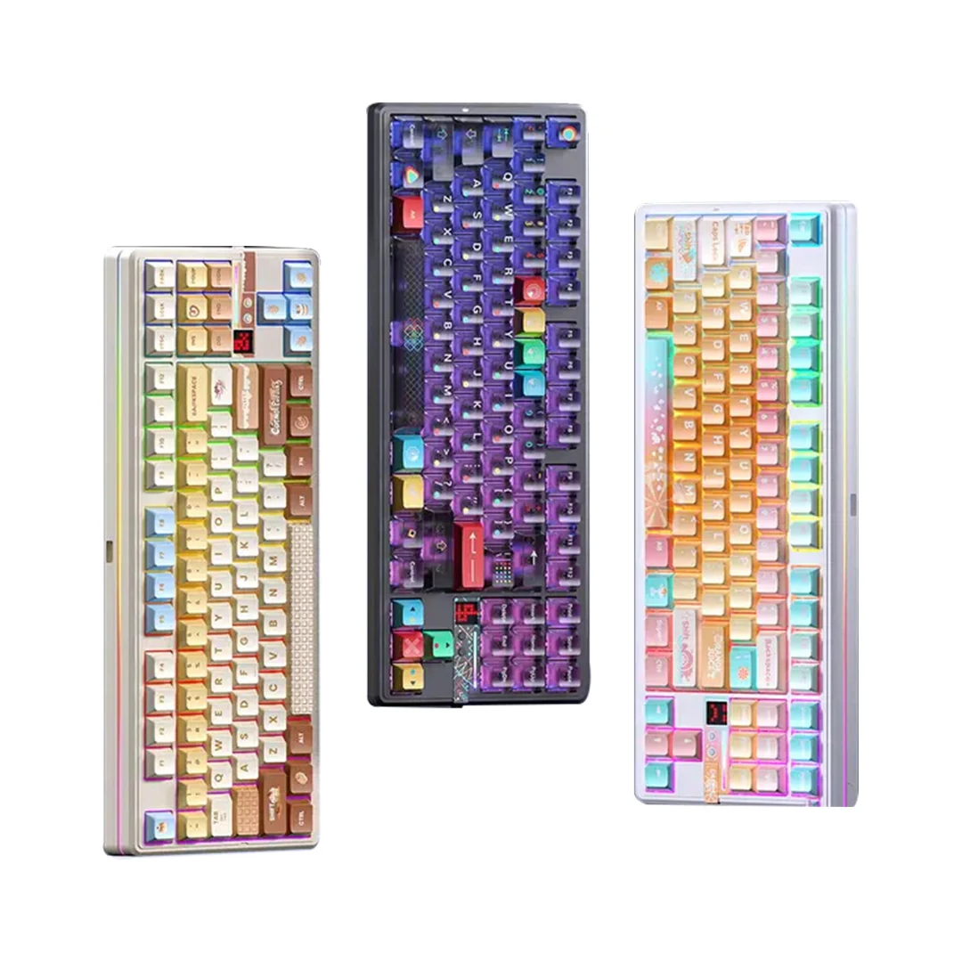 AULA F87 Pro V2 Teclado Mecânico Sem Fio 12000mAh Bateria de Longa Duração E-Sports Teclado Tri-mode Hot-Swap RGB PC Gamer Presentes