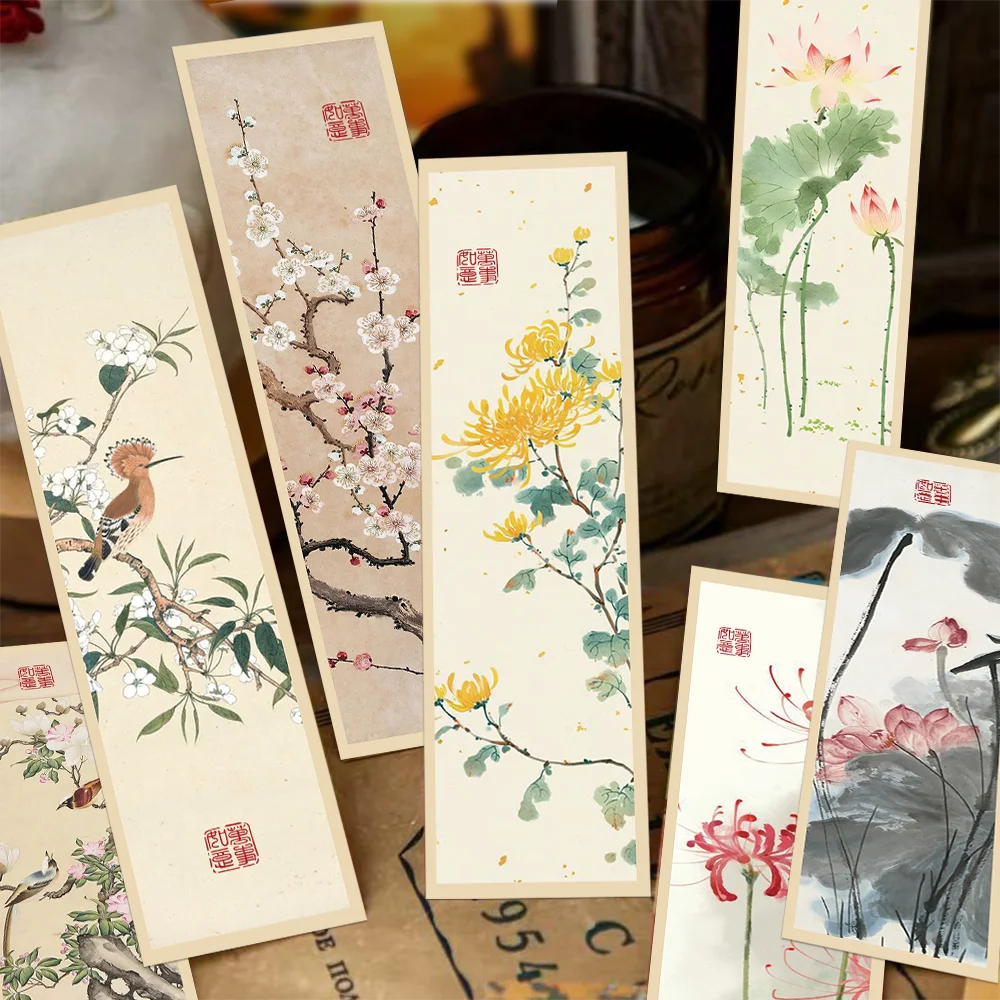 30 unidades de marcadores de página com estilo de pintura chinesa, marcadores de livro com tema de pintura a tinta chinesa, para leitura, para marcar páginas de livros e cadernos, material de papelaria para estudantes.