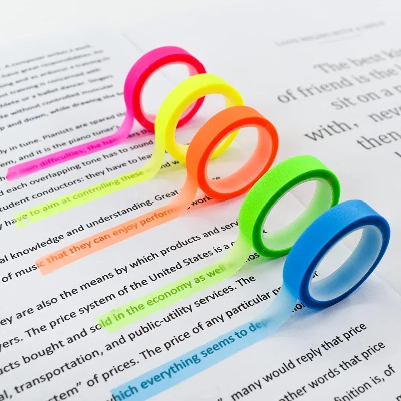 5 rolos de abas de índice fluorescentes transparentes, 5 cores, anotações de livros, notas adesivas, fita marcadora, material escolar e de escritório 5 rolos de abas de índice fluorescentes transparentes, 5 cores, anotações de livros, notas adesivas, fita marcadora, material escolar e de escritório