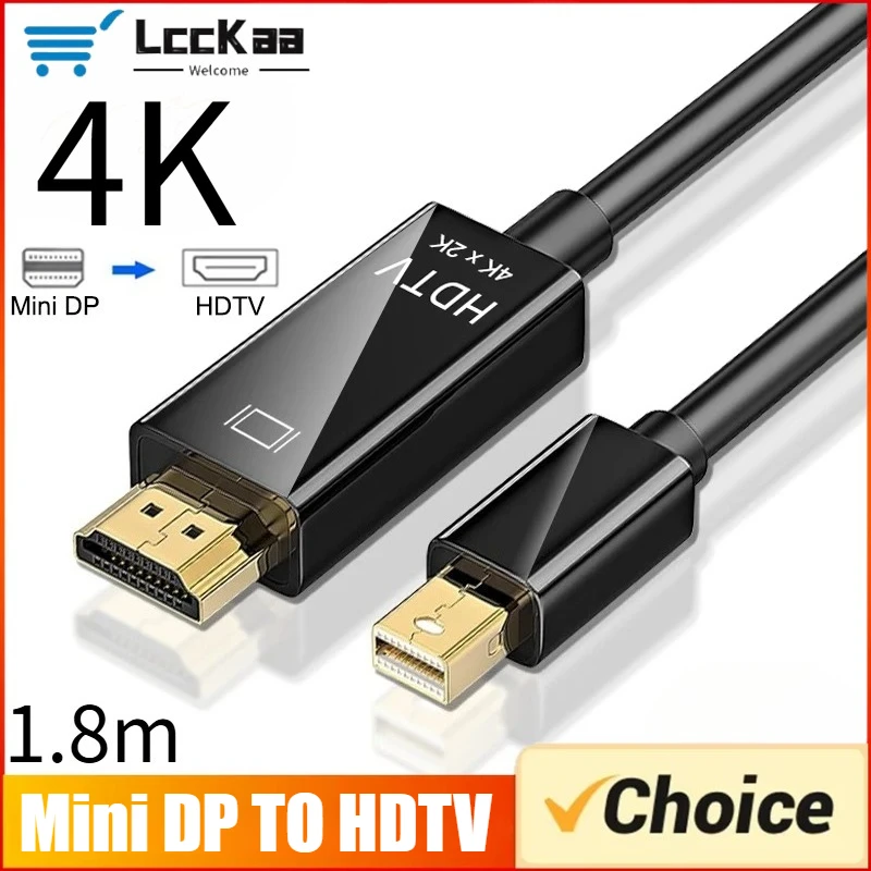 4k mini displayport para hdmi-compatível 1.8m dp para hdtv cabo conversor dp para hdmi-adaptador compatível para portátil projetor mac