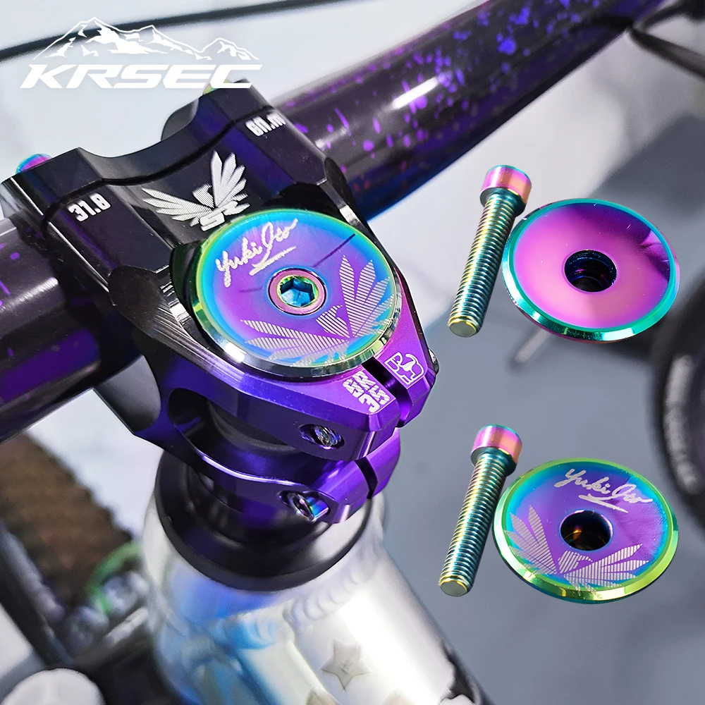 Krsec bicicleta liga de alumínio fone de ouvido boné arco-íris estrada mtb haste acessórios fone de ouvido tampa superior capa Krsec bicicleta liga de alumínio fone de ouvido boné arco-íris estrada mtb haste acessórios fone de ouvido tampa superior capa