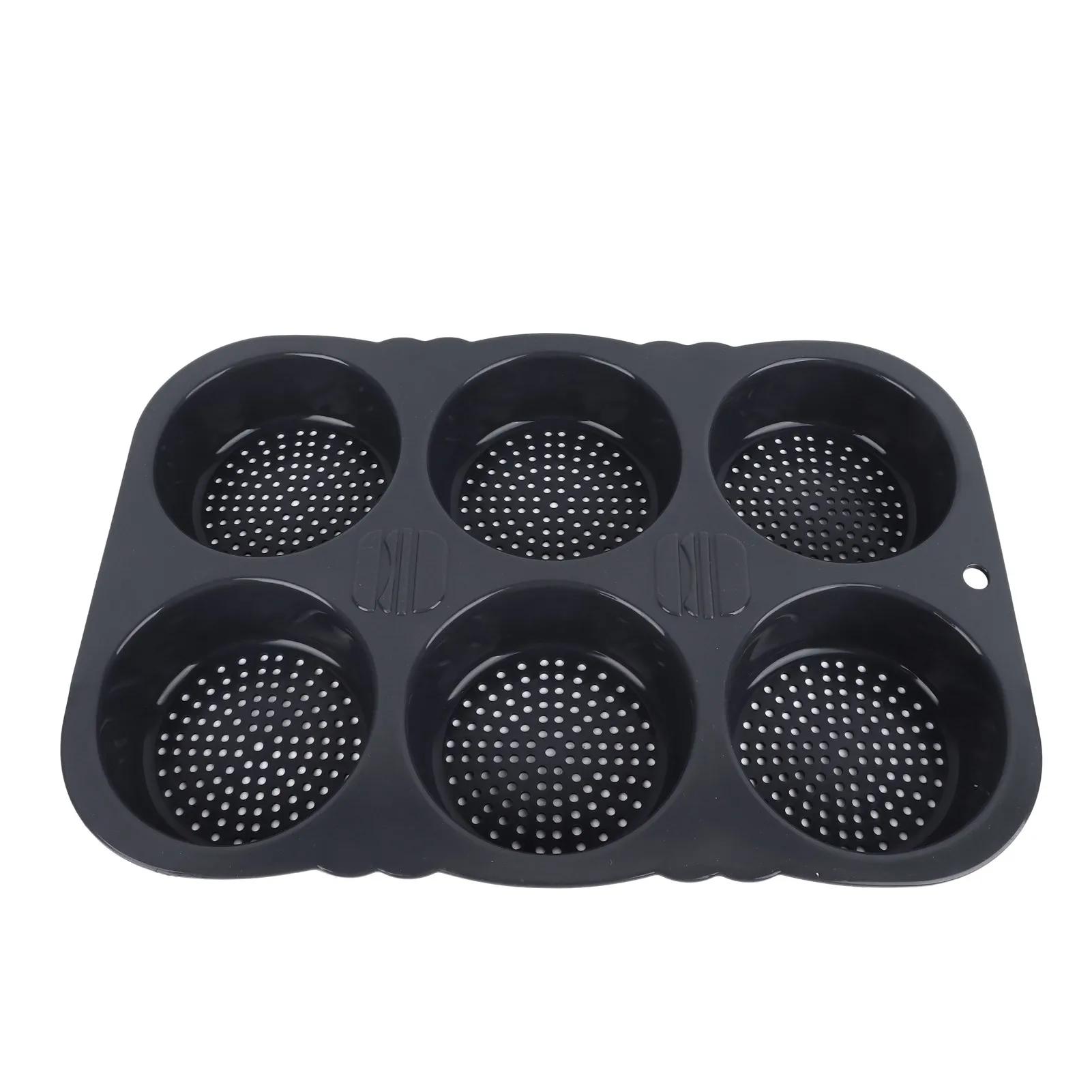 Molde de cozimento dobrável de resistência ao calor, Hamburger Bun Pan, Fácil de limpar, 6 cavidades para cozinha, Microondas