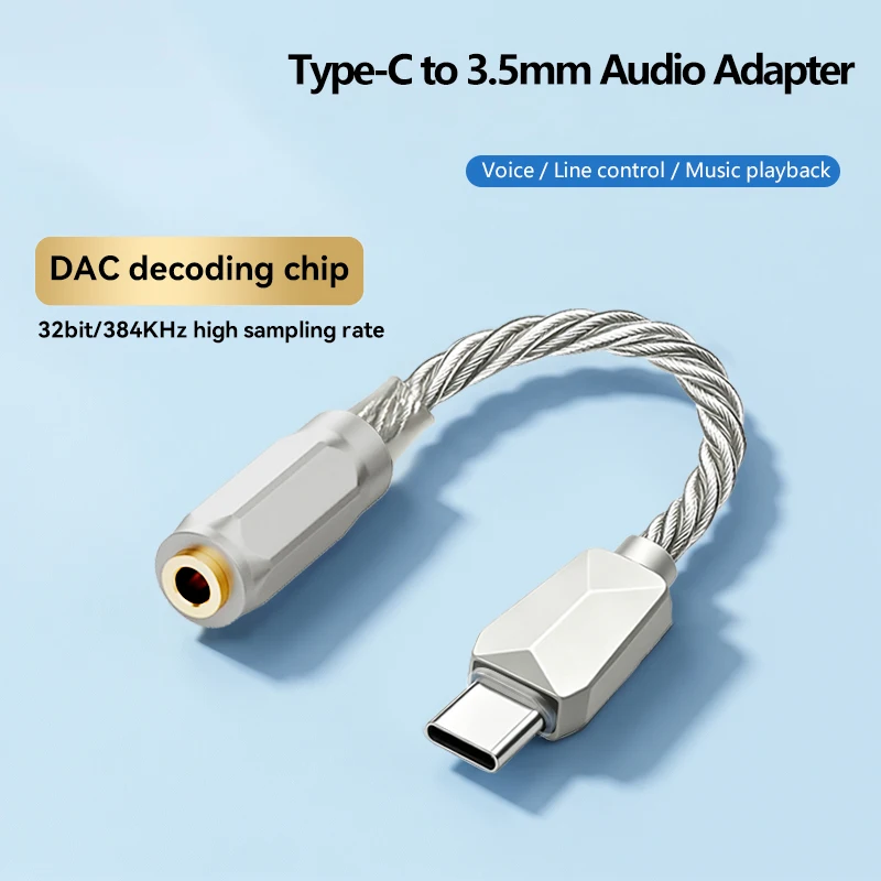 Amplificador de Fone de Ouvido USB-C DAC Tipo-C para 3.5mm, Dongle DAC KT02H20 32Bit 384KHz, Adaptador de Decodificação de Áudio HIFI Amplificador de Fone de Ouvido USB-C DAC Tipo-C para 3.5mm, Dongle DAC KT02H20 32Bit 384KHz, Adaptador de Decodificação de Áudio HIFI