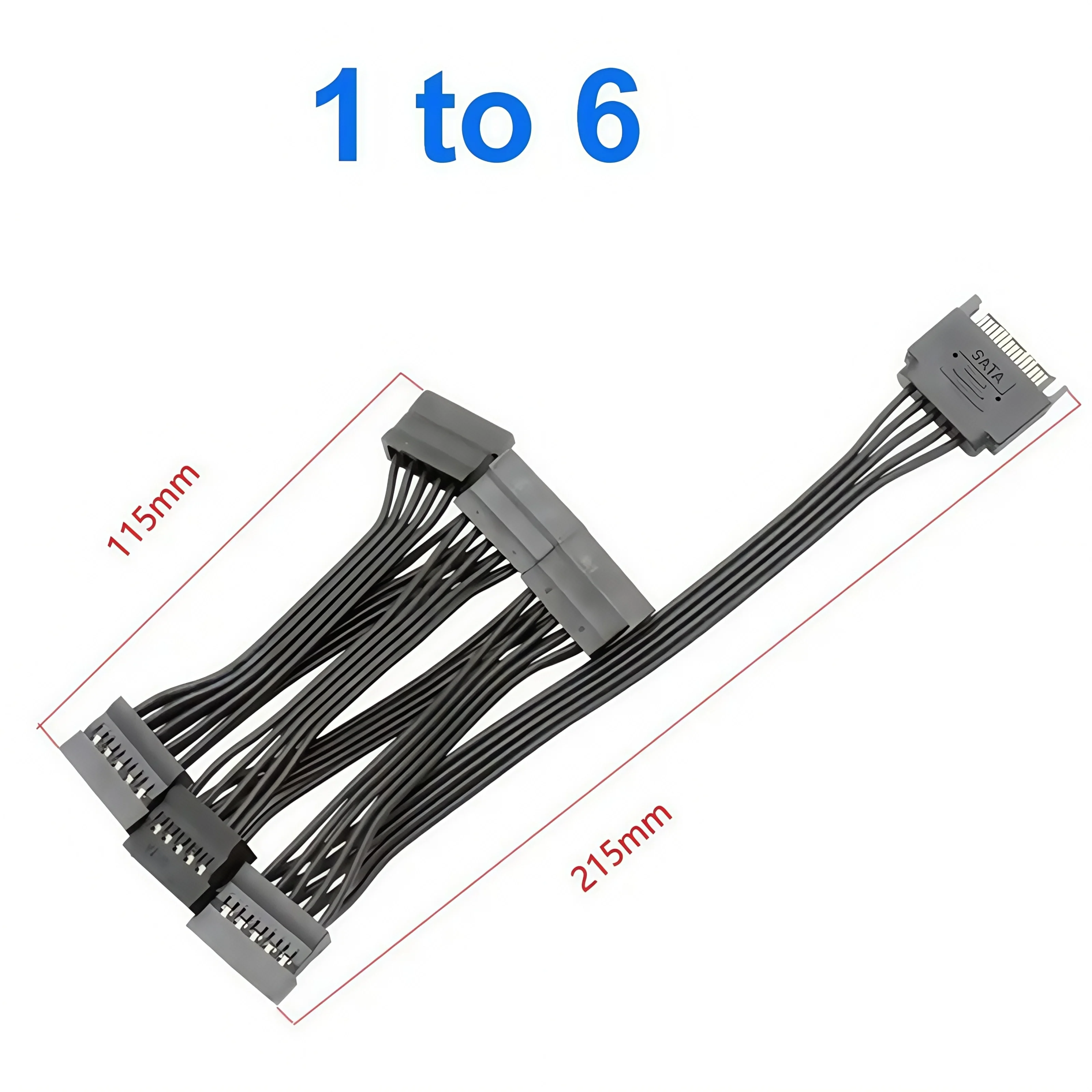 Cabo de extensão macho para fêmea SATA de 5 fios de 15 pinos - Adaptador de alimentação de disco rígido 1 a 1 para HDD/SSD/ODD