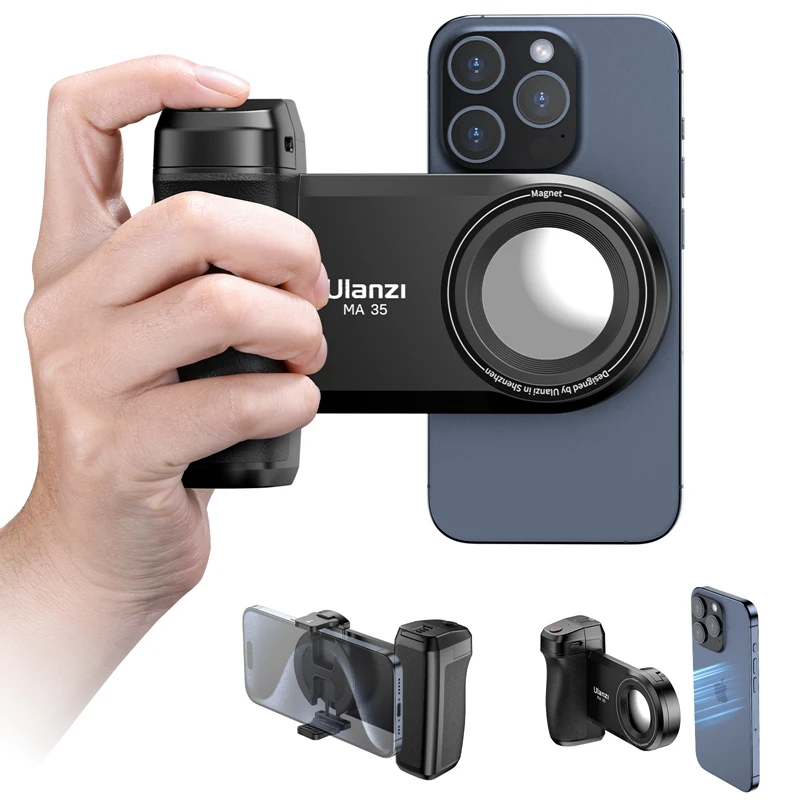 Ulanzi MA35 MagSafe Smartphone Câmera Obturador Aperto Bluetooth Selfie Alça Como Câmera Foto Estabilizador Vertical Horizontal Shoot