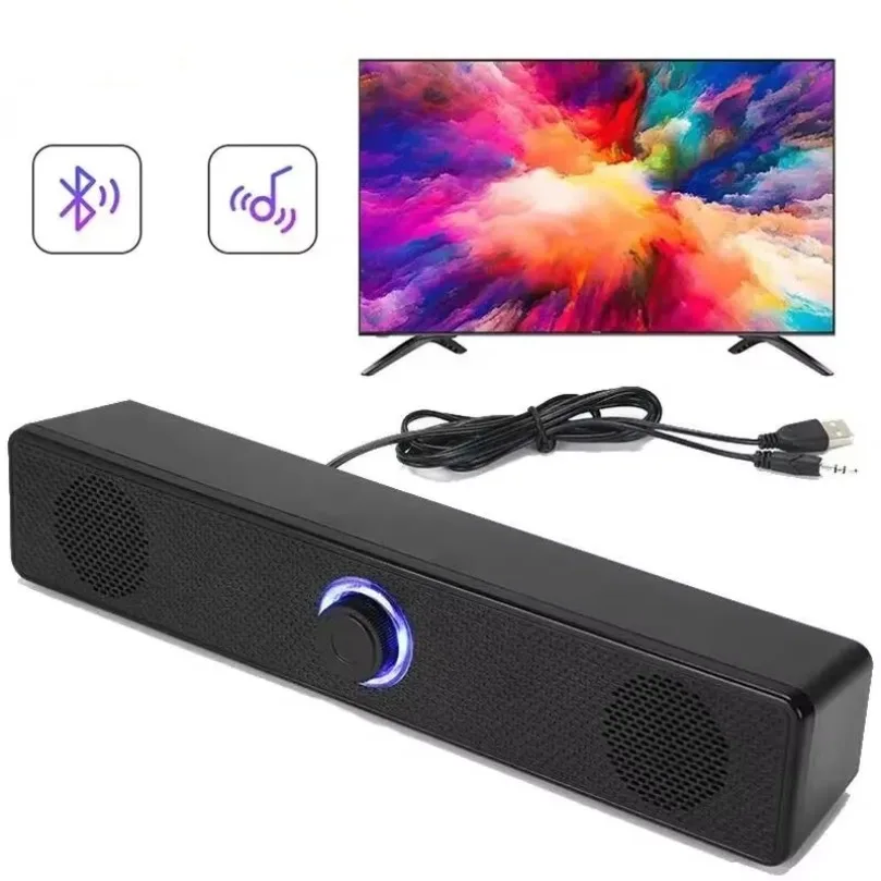 VIKEFON Caixa de Som Bluetooth 4D Surround para Home Theater, Soundbar para Computador e TV com Subwoofer, Estéreo com Fio e Graves Potentes