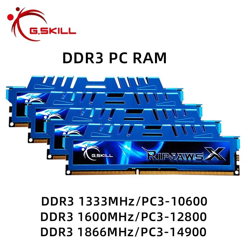 Memória G. skill-ddr3 ram, 8gb, 1333mhz, 1600mhz, 1866mhz, 240 pinos, 1.5v, pc3-10600, 12800, 14900, canal duplo