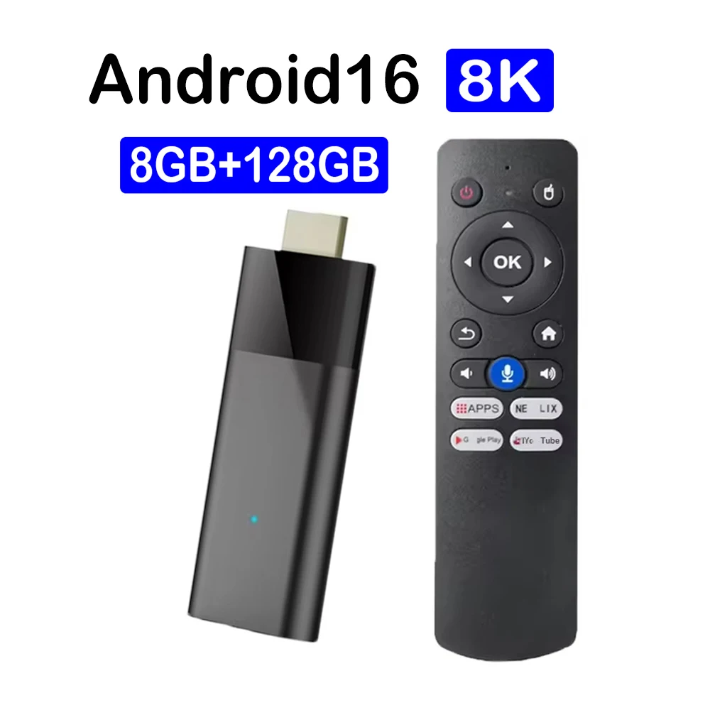 Yozhixu tv stick q12 android 16 allwinner h313 google assistente bluetooth 6.0 8k vídeo 8gb 128gb media player rápido caixa de tv inteligente