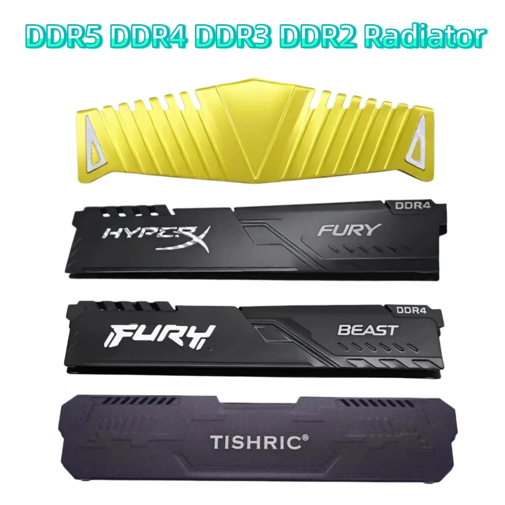 TISHRIC DDR5 DDR4 DDR3 DDR2 Radiador de Alumínio para Memória RAM, Dissipador de Calor com Almofada Térmica para Computador de Mesa