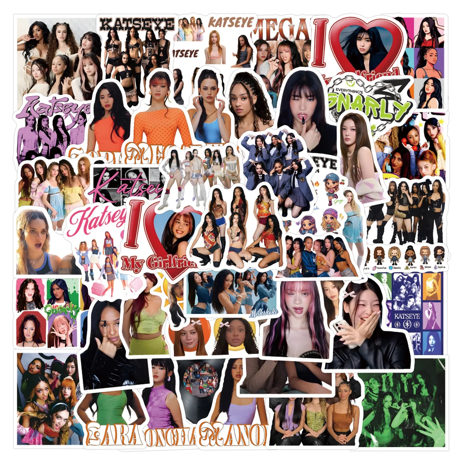 60/120PCS Novos Adesivos de Graffiti Katseye Kpop para Decoração DIY de Cadernos, Diários, Motocicletas, Skates, Malas e Carros