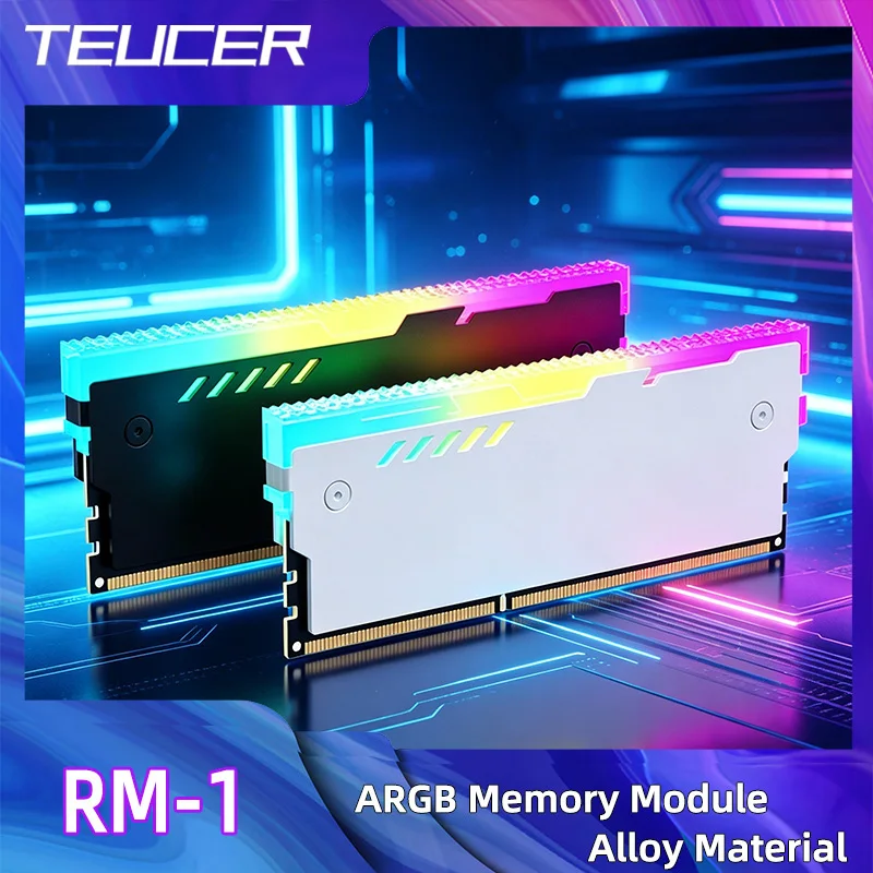 Dissipador de Calor para Memória TEUCER PC, Colete de Resfriamento RAM 5V 3-PIN ARGB para Memória de Computador Desktop DDR3 DDR4 DDR5 DDR2