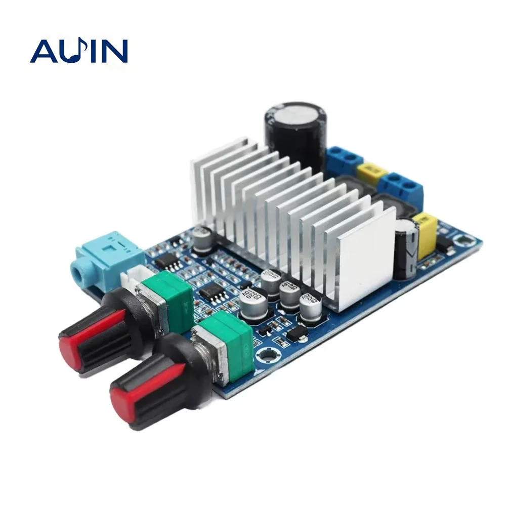 Placa Amplificadora de Subwoofer AUIN TPA3116 Áudio 100W DC12-24V Suporte Saída de Graves 2.0 Canais Amplificador DIY para Caixa de Som Home Theater