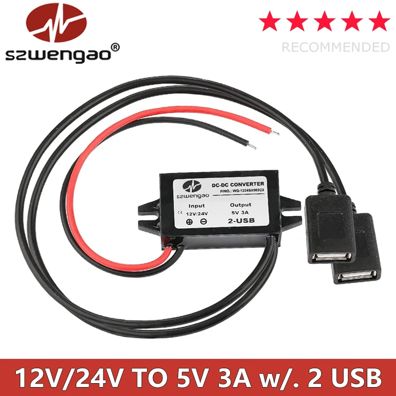 DC-DC 12v 24v para 5v 3a 15w conversor de energia do carro tipo-c usb step down tensão fonte de alimentação adaptador de saída com proteção reversa