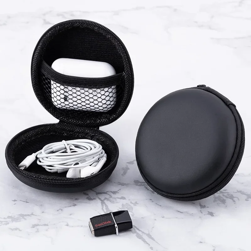 Estojo de Armazenamento para Fones de Ouvido, Mini Bolsa Dura de PU para Acessórios de Fones de Ouvido, Cartão de Memória e Cabo USB Estojo de Armazenamento para Fones de Ouvido, Mini Bolsa Dura de PU para Acessórios de Fones de Ouvido, Cartão de Memória e Cabo USB