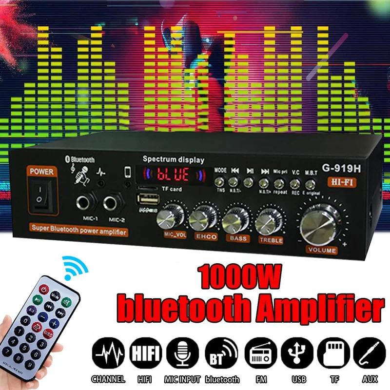 G-919H 1000w amplificadores de potência doméstica áudio bluetooth amplificador subwoofer alto-falantes teatro sistema de som de áudio 220v/110v fm