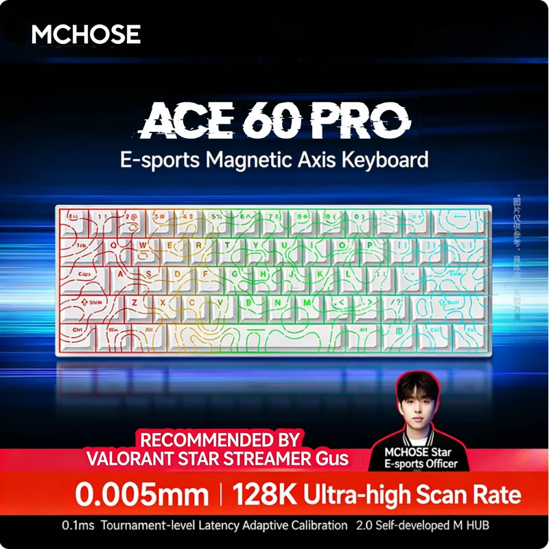 Teclado Mecânico Gamer MCHOSE ACE 60 Pro ACE68 V2 Personalizado com Eixo Magnético, Hot Swap, 0.08ms, 0.001mmRT, 8KHz, 256K SOCD/RS Teclado Mecânico Gamer MCHOSE ACE 60 Pro ACE68 V2 Personalizado com Eixo Magnético, Hot Swap, 0.08ms, 0.001mmRT, 8KHz, 256K SOCD/RS