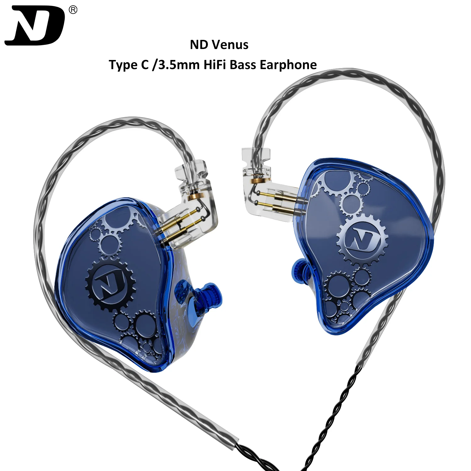 ND Venus-Wired HiFi Bass Stereo Headphone, Auscultadores com Cancelamento de Ruído, Dynamic Drive, Gamer Headset, Tipo C, 3,5mm