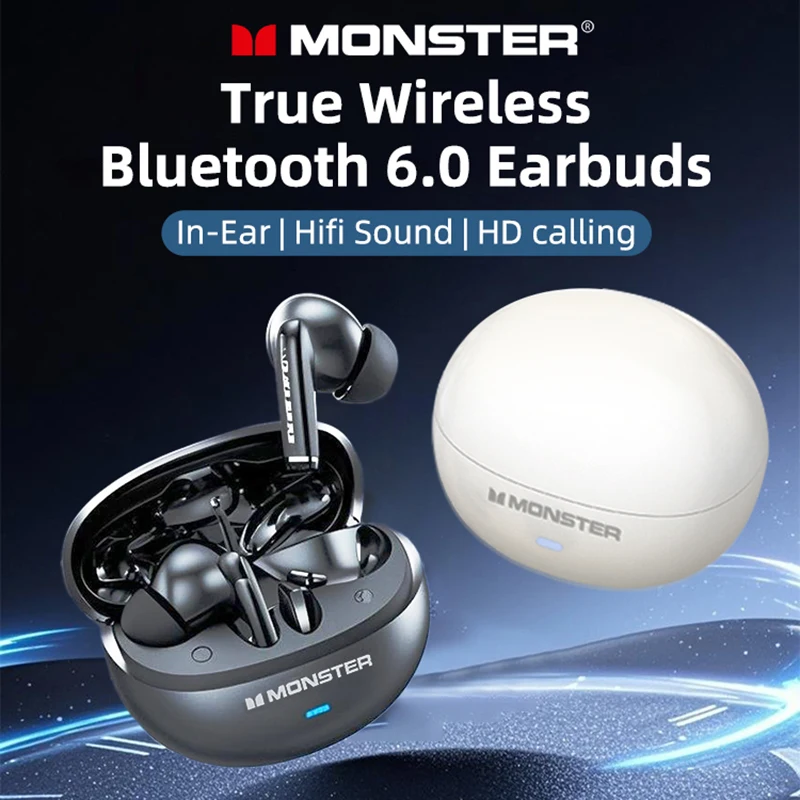 Monster mqt39 fones de ouvido sem fio bluetooth 6.0 tws redução ruído gamer esportes fone alta fidelidade estéreo com microfone