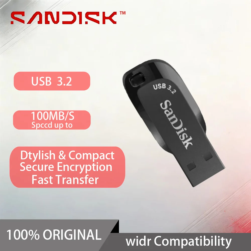 Sandisk sdcz410 ultra shift usb 3.2 flash drive 32gb 64gb 128gb portátil pen drive para computador memória original vara u disco
