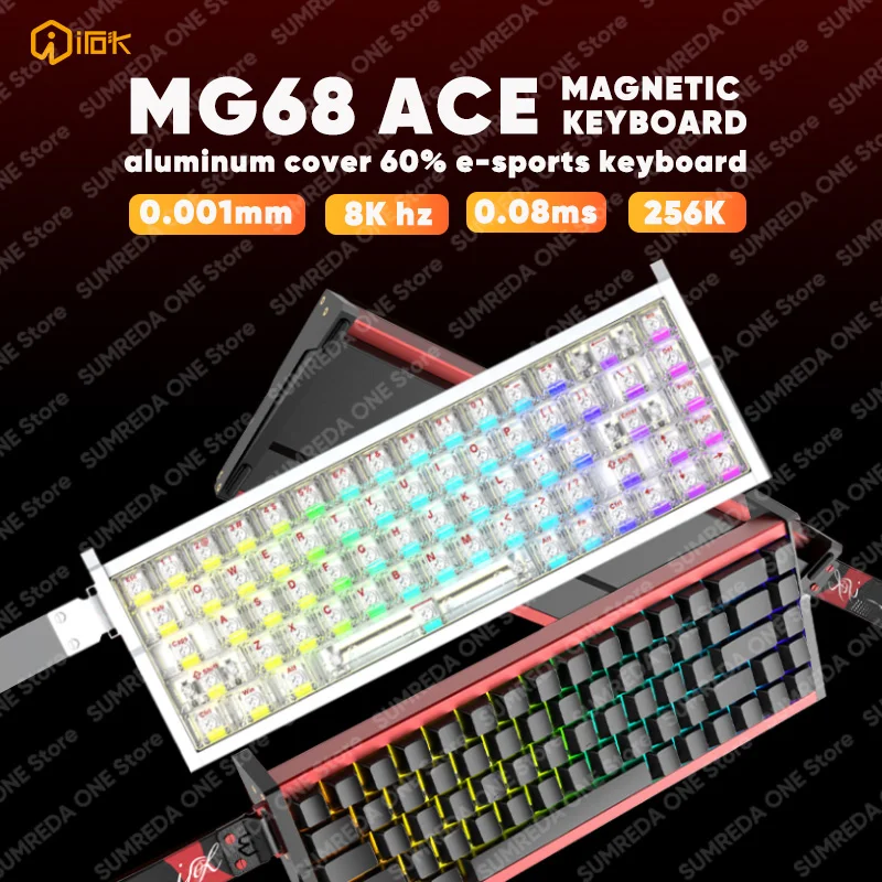 Teclado Mecânico Gamer Magnético de Alumínio Mini IROK MG68 Ace MG68 Plus MG68 Pro MG68 MAX 60% com Gatilho Rápido