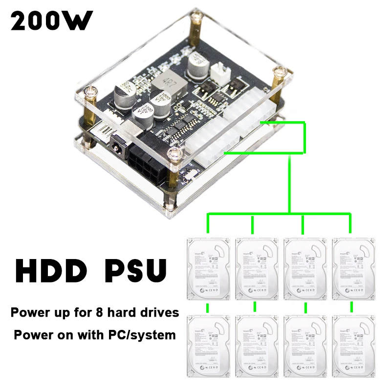 Fonte de 200w hdd ssd pico psu 12vdc-sata mini computador mini pc disco rígido módulo de alimentação externa ligar com pc htpc nas