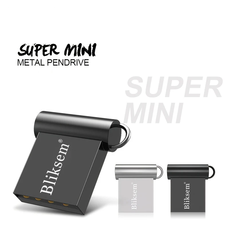 Pen Drive Mini de Alta Velocidade 128GB 64GB 32GB 16GB 8GB USB 2.0 Flash Drive Metálico Portátil à Prova d'Água para Transmissão de Dados