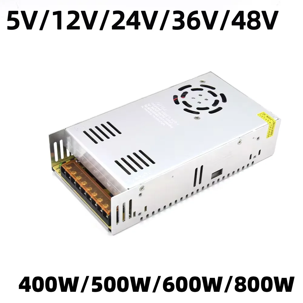 Fonte de alimentação de comutação 400w 500w 600w 800w, transformador de luz ac 110v 220v para dc 5v 12v 24v 36v 48v fonte de alimentação para led