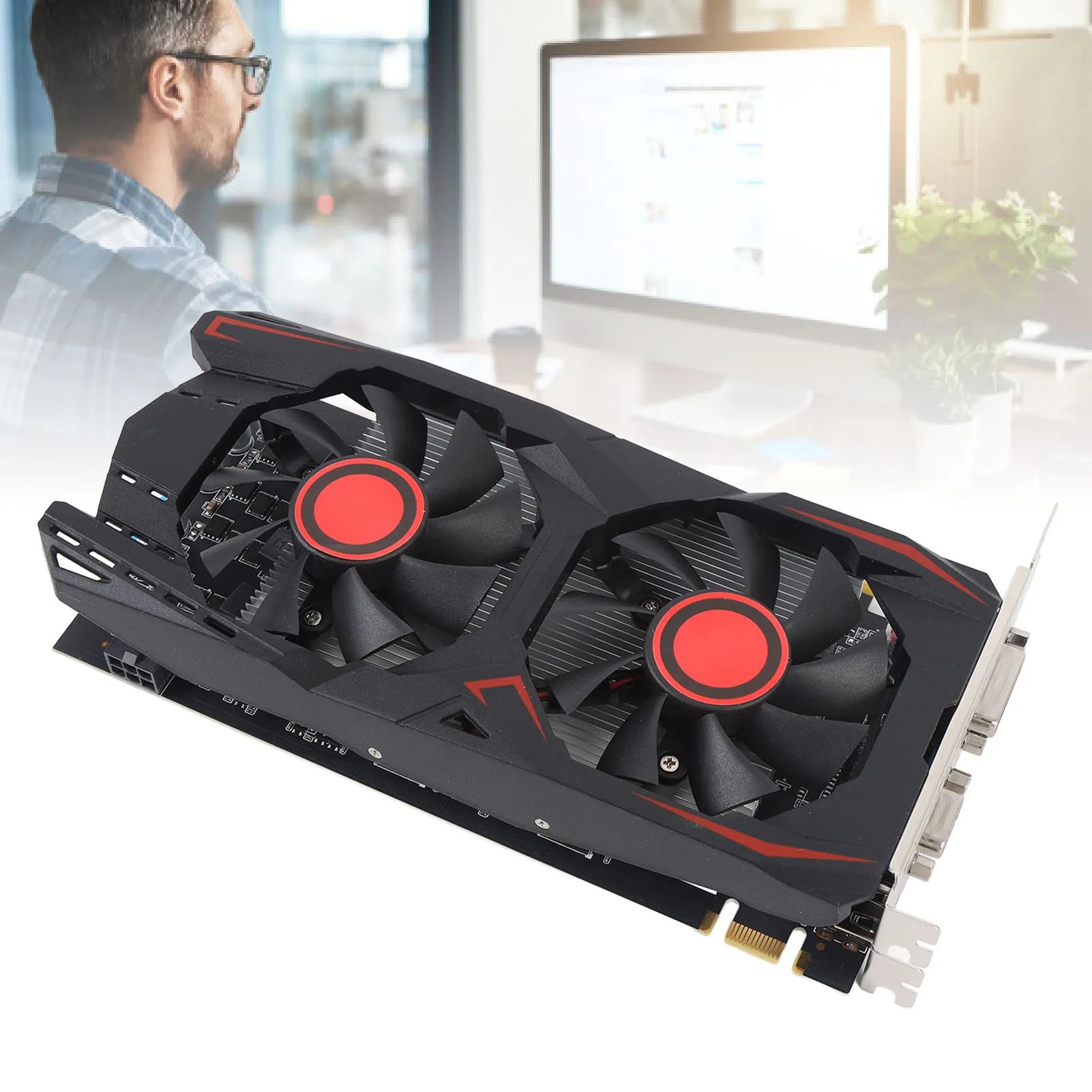 Placa de Vídeo 6GB GDDR5 192BIT com Duplo Ventilador, Slot PCIE 2.0 16X, Suporta Interface Multimídia DVI VGA HD, Placa de Vídeo para Jogos