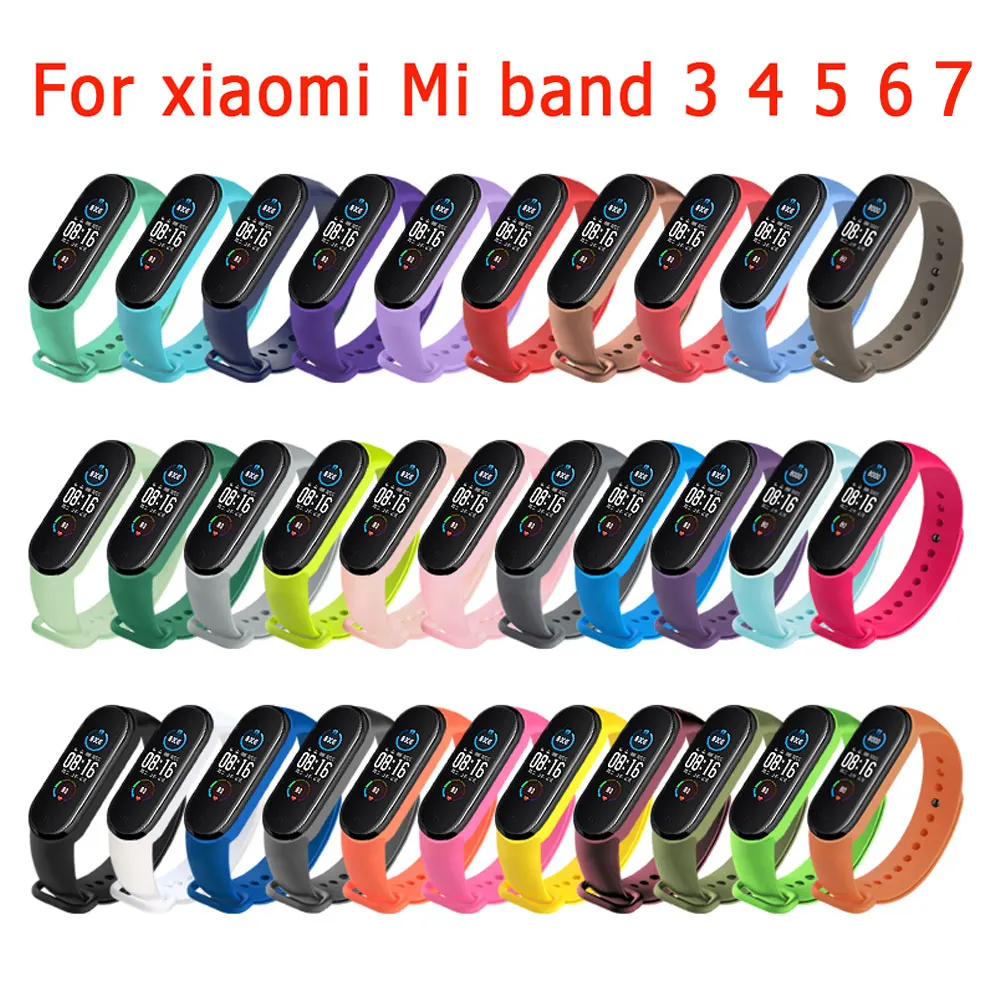 Pulseira de relógio para xiaomi mi band 7 6 5 4 3 pulseira de silicone pulseiras de pulso miband 3 4 band5 band6 acessórios smartwatch