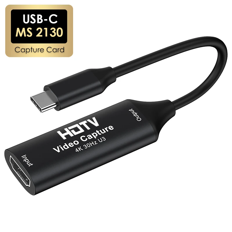 Placa de captura de vídeo tipo C USB 3.0/2.0 HDTV 4K 30Hz MS2130 Grabber de jogo para Switch Xbox PS4/5 Transmissão ao vivo