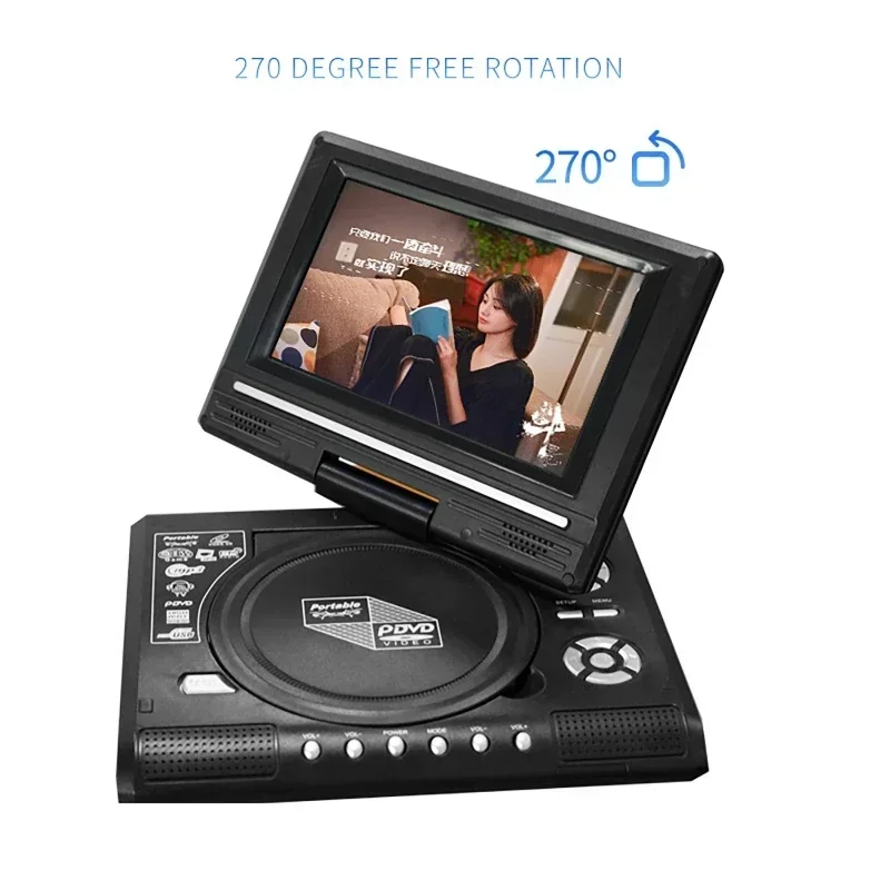 7.8 polegadas Mini DVD CD EVD Disc Player Desktop Digital Smart TV Players Controle Remoto Portátil Viagem 270 ° Tela giratória