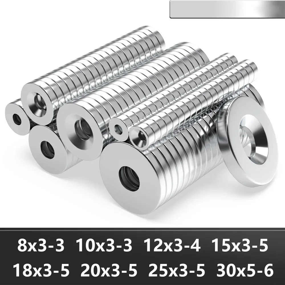 Ímã de neodímio super forte 25x3-5mm n35 redondo com furos ndfeb imanes magnéticos permanentes poderosos ímãs de geladeira