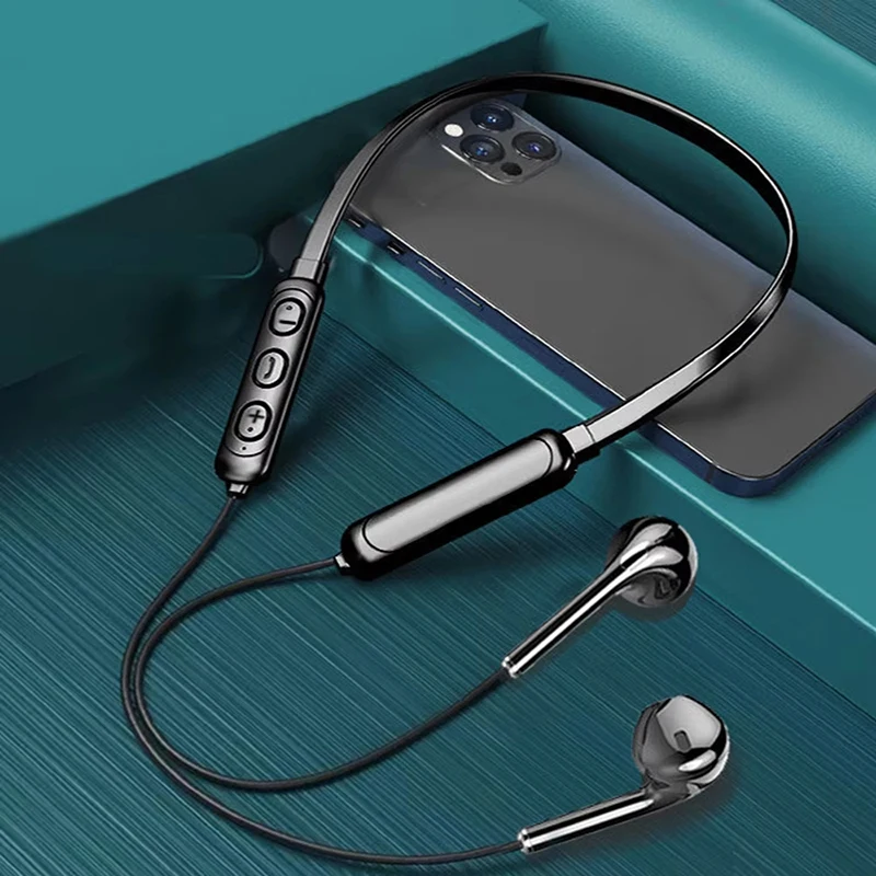 Fone de ouvido sem fio 9d bluetooth, com suspensão no pescoço, estéreo, redução de ruído, universal, 5.0, intra-auricular, esportivo, microfone para smartphone
