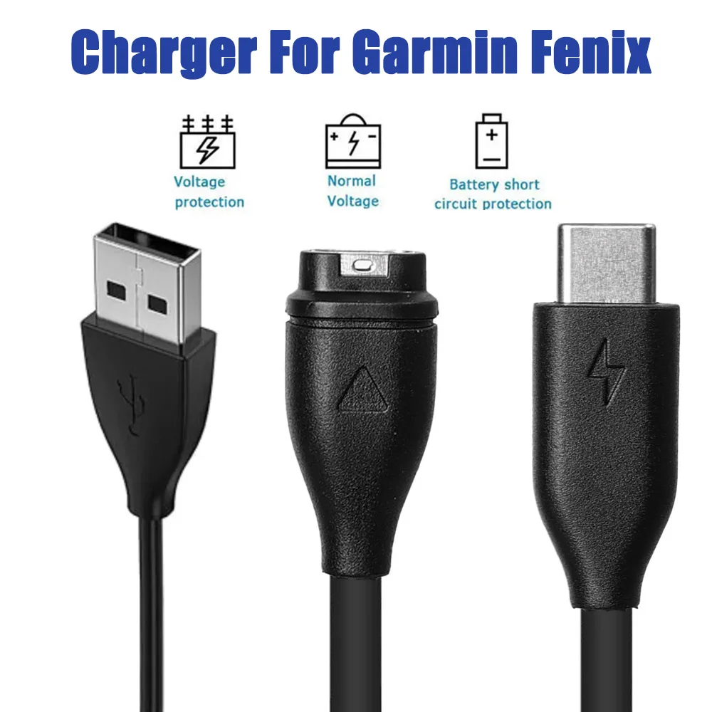 Carregador de Substituição para Smartwatch Garmin Fenix 8 5 5S 5X Plus 6 6S 6X Pro 7 7S 7X Instinct E 3 2 1 2S 2X