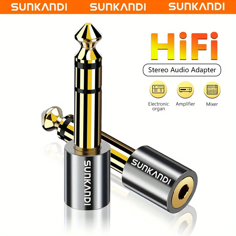 Sunkandi adaptador de fone de ouvido macho de 1/4 polegadas para 1/8 polegadas fêmea, adaptador de entrada de áudio de 6,35 mm a 3,5 mm para amplificador de guitarra, fone de ouvido Sunkandi adaptador de fone de ouvido macho de 1/4 polegadas para 1/8 polegadas fêmea, adaptador de entrada de áudio de 6,35 mm a 3,5 mm para amplificador de guitarra, fone de ouvido